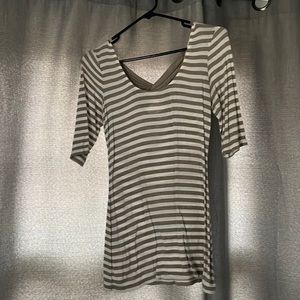 Max studio striped top with peak-a-boo crossed back